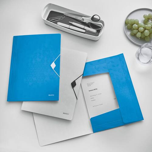Leitz Eckspannermappe WOW, Flügelmappe, mit Gummizug, A4, PP, blau metallic, 235x320mm, 1 Stück Artikelbild Secondary4 L