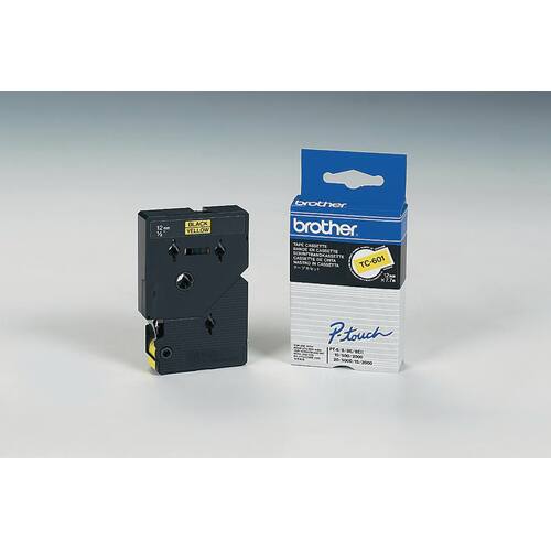Brother Schriftbänder 12 mm / 7,7 m, Schriftband: Gelb, Druck: Schwarz - TC 601 Artikelbild Secondary5 L