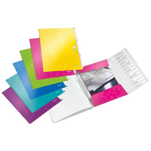 Leitz Ordnungsmappe WOW mit 12 Fächern, Projektmappe, Fachmappe, A4, PP, blau metallic, 1 Stück Artikelbild Secondary3 L