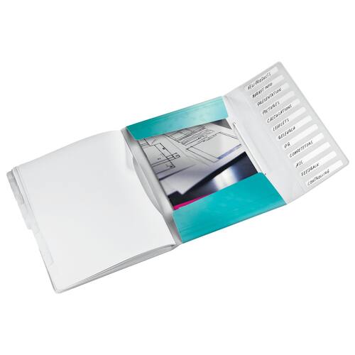 Leitz Ordnungsmappe WOW mit 12 Fächern, Projektmappe, Fachmappe, A4, PP, eisblau, 1 Stück Artikelbild Secondary4 L