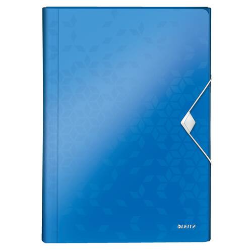 Leitz Fächermappe WOW, Projektmappe, Aktenmappe, A4, PP, blau metallic, 254x330x38mm, 1 Stück Artikelbild