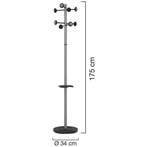 Unilux Garderobenständer Accueil, 8 Haken, 340x1750mm, grau, 1 Stück Artikelbild Secondary1 L