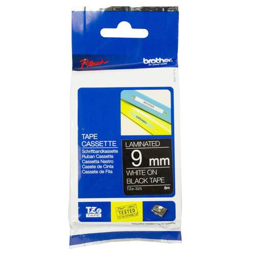 Brother TZe-325 Schriftband, Beschriftungsband, weiss auf schwarz, 9mm x 8m, 1 Stück Artikelbild Secondary1 L