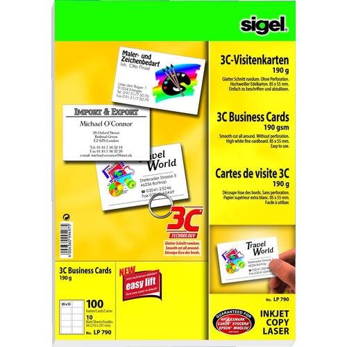 sigel Visitenkarten hochweiß, 85x55mm, 190g Artikelbild