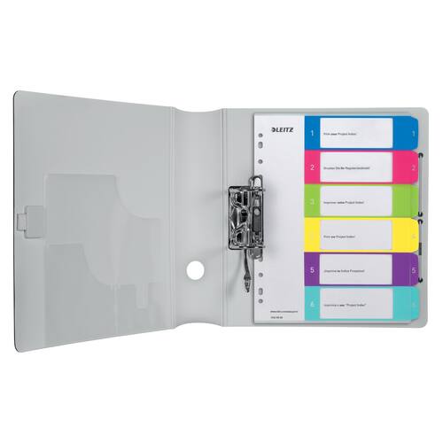 Leitz Register WOW, PP, 1 - 6, Universallochung, A4, 6 Blatt, weiss/farbige Taben Artikelbild Secondary5 L