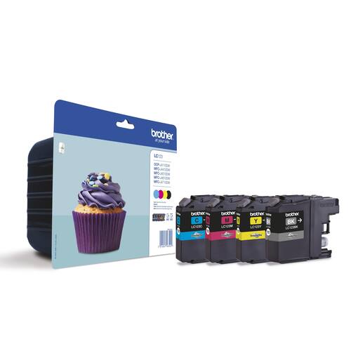 Brother Original Tintenpatrone LC-123 MULTIPACK, Druckerpatrone, Schwarz, Cyan, Magenta, Gelb, 1 Packung Artikelbild Secondary1 L