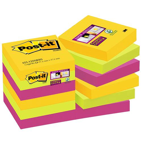 Post-it® Haftnotizen Rio de Janeiro, 3-Farben, 12x90 Blatt, 12 Blöcke Artikelbild
