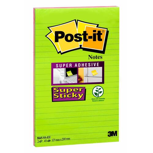 Post-it® Haftnotizen SuperSticky, liniert, 2-farbig, 127x203 mm, 2x45 Blatt Artikelbild Secondary10 L