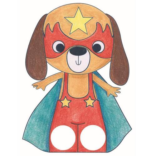 Avenue Mandarine Graffy Hand Puppet Book, husdjurssuperhjältar, 12 motiv, 24 dockor, från 5 år produktfoto Secondary1 L