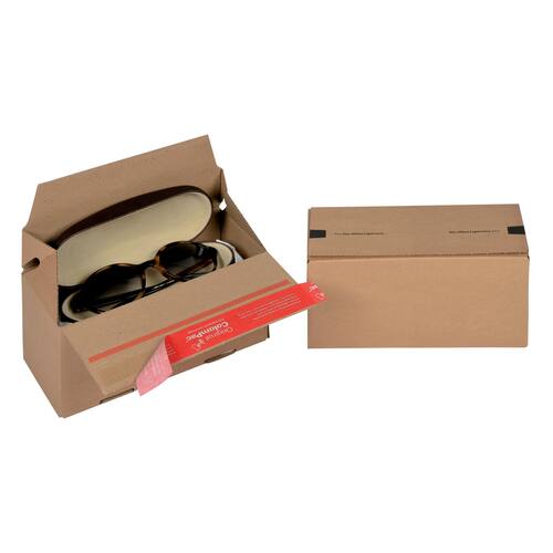 ColomPac Eurobox S mit Haftklebeverschluss und Aufreißfaden, Versandkarton, Versandverpackung, 195x95x90mm, Braun, 20 Stück Artikelbild