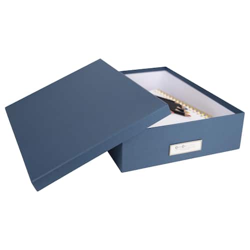 Bigso Box Förvaringsbox med lock kartong A4 blå produktfoto Secondary3 L