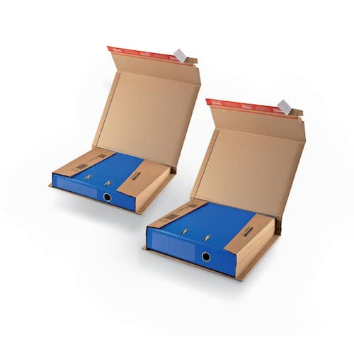 ColomPac Ordnerversandverpackung mit Haftklebeverschluss und Aufreißfaden, für Ordner mit 35-80mm Rückenbreite, 320x290x35-80mm, Braun, 20 Stück Artikelbild