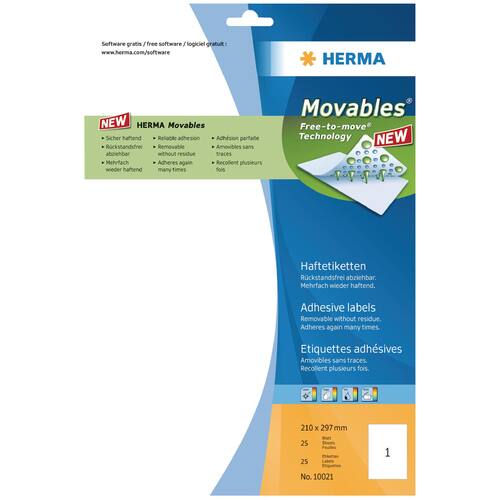 Herma Etiketten, ablösbar, weiss, 210x297mm, 25 Etiketten Artikelbild Secondary1 L
