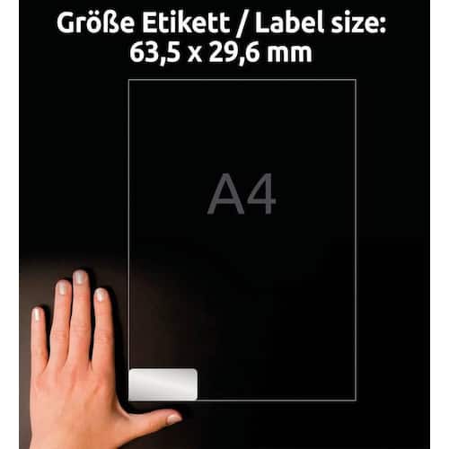 Avery Etikett 63,5x29,6 silver produktfoto Secondary3 L