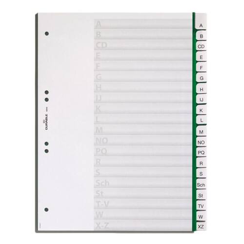 Durable Register, A - Z, Kunststoff, A4, volle Höhe, 20 Blatt, grün, 1 Packung Artikelbild Secondary1 L