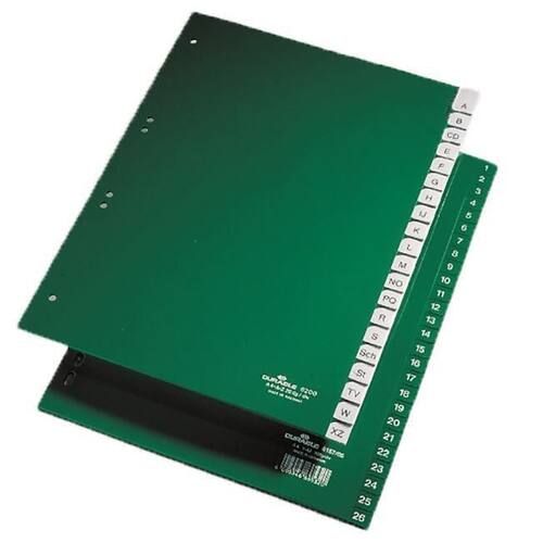 Durable Register, A - Z, Kunststoff, A4, volle Höhe, 20 Blatt, grün, 1 Packung Artikelbild Secondary2 L