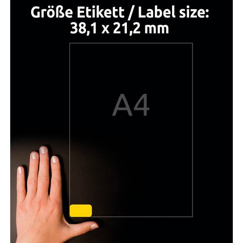 Avery Etiketten Mini, Stick&Lift, gelb, 38,1x21,2mm, 1300 Stück Artikelbild Secondary1 L