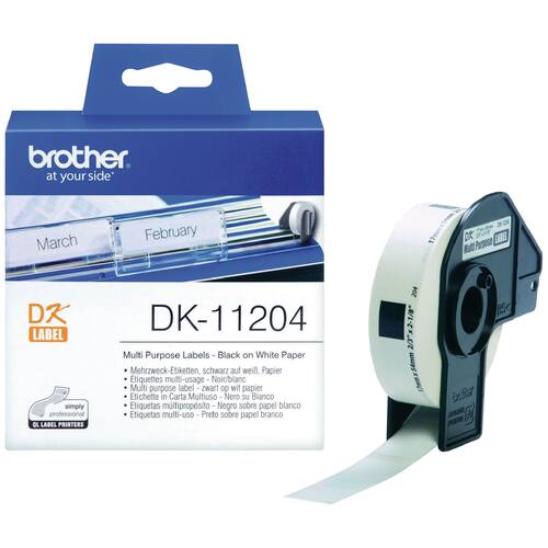 Brother Mehrzweck-Etiketten, 17x54mm, 400 Stück, Papier Weiß / Schwarz - DK-11204 Artikelbild