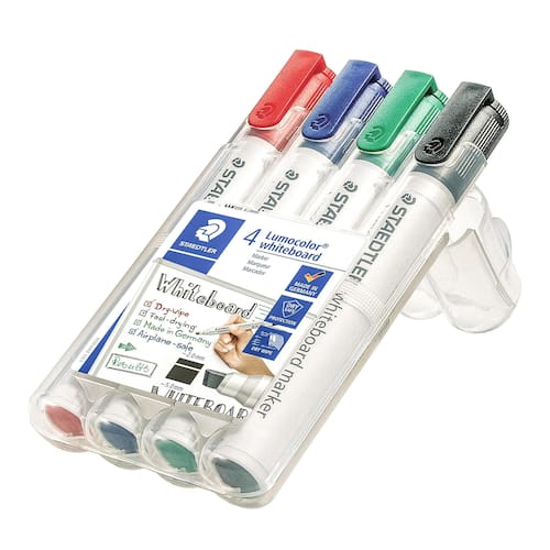 STAEDTLER Lumocolor Tafelschreiber, 2,5 mm, Keilspitze, nachfüllbar, farblich sortiert, 4er-Set, 1 Packung Artikelbild