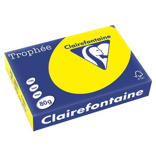 Clairefontaine Multifunktionspapier Trophée, Kopierpapier, Druckerpapier, intensiv gelb, A4, 80g, 500 Blatt, 1 Packung Artikelbild
