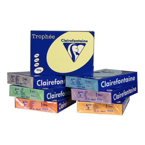 Clairefontaine Multifunktionspapier Trophée, Kopierpapier, Druckerpapier, pastell sortiert, A4, 80g, 500 Blatt, 1 Packung Artikelbild Secondary1 L