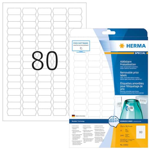 Herma Etiketten repositionierbar, weiß, 35,6x16,9mm, 2000 Etiketten/Packung Artikelbild