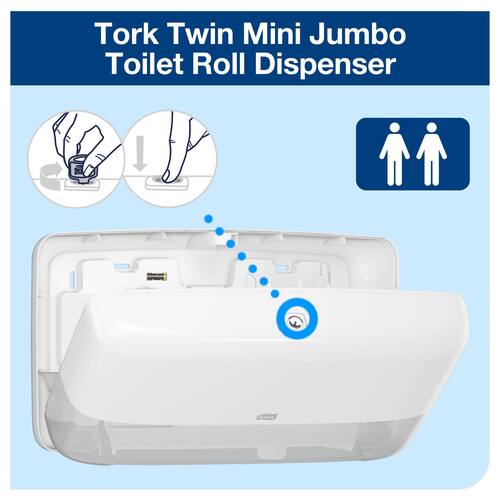 Tork Dispenser T2 Mini Jumbo Twin vit produktfoto Secondary5 L