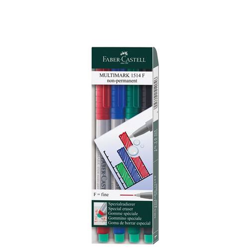 Faber-Castell Overheadstift Multimark, F, 0,6mm, non-permanent, 4er Set sortiert Artikelbild Secondary2 L