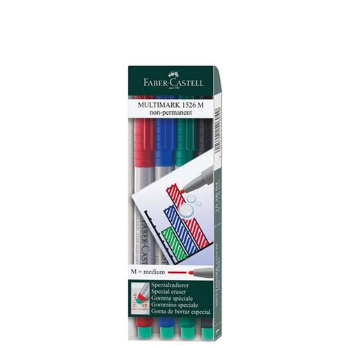 Faber-Castell Overheadstift Multimark, M, 1mm, non-permanent, 4er Set sortiert Artikelbild Secondary2 L
