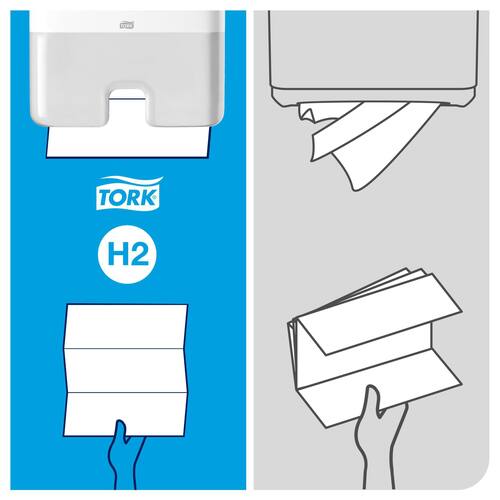 Tork Handtuchspender H2 Interfold, 444x302x102 mm, Weiß Artikelbild Secondary4 L