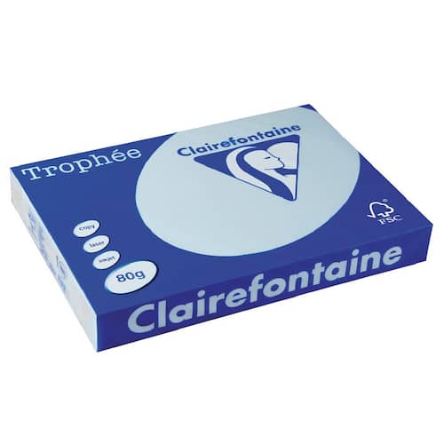 Clairefontaine Multifunktionspapier Trophée, Kopierpapier, Druckerpapier, pastell blau, A3, 80g, 500 Blatt, 1 Packung Artikelbild Secondary1 L