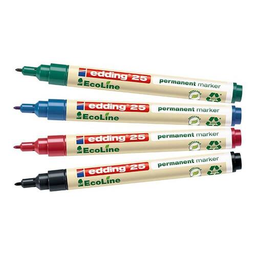 edding EcoLine 25 Permanentmarker, Marker, 4er-Set (blau, grün, rot, schwarz), 1 Set Artikelbild Secondary1 L