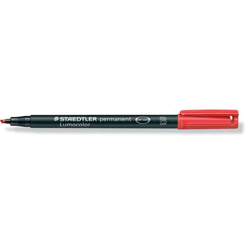 STAEDTLER Lumocolor Lumocolor 314 B OH-Stift, Overhead-Marker permanent, mit Keilspitze, 1 - 2,5 mm, Rot, 10 Stück Artikelbild