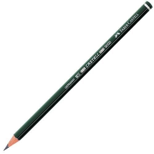 Faber-Castell Graphit-Bleistift Castell 9000, B-Mine, mit Radiergummi, sechseckig, Schaftfarbe grün, 12 Stück pro Packung Artikelbild Secondary1 L