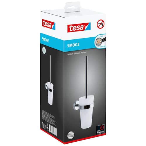 tesa® WC-Garnitur SMOOZ, Toilettenbesen, WC-Bürste, Klobürste, mit Klebelösung, chrom, 1 Stück Artikelbild Secondary1 L