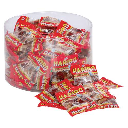 HARIBO Happy Cola Fruchtgummi 100 Minibeutel in der Dose, 980g Artikelbild Secondary1 L