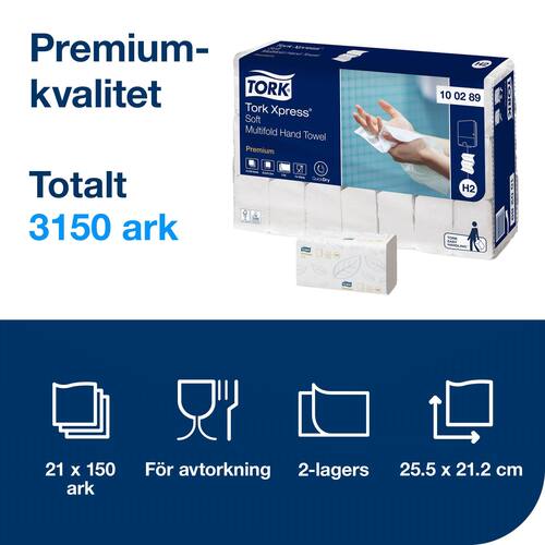 Tork Premium Handtücher, extraweich, mit Perforierung, 21,2 x 25,5 cm Artikelbild Secondary3 L