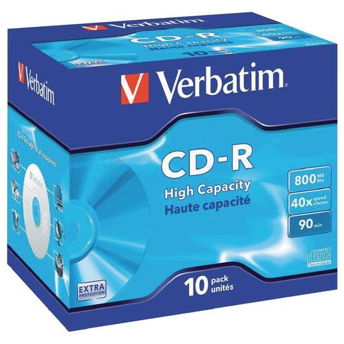 Verbatim CD-R Datalife Extra Rohling, 800MB, 90Min, 48-fach, Jewel Case, 10 Stück Artikelbild Secondary1 L