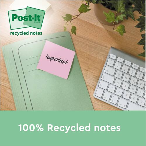 Post-it® Notes Super Sticky 76x76mm Recycled sorterade färger produktfoto Secondary2 L