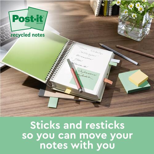 Post-it® Notes Super Sticky 76x76mm Recycled sorterade färger produktfoto Secondary3 L