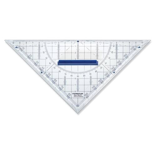 Staedtler Mars Geodreieck mit abnehmbarem Griff, Schuldreieck, Geometrie, glasklar, 22 cm, 1 Stück Artikelbild