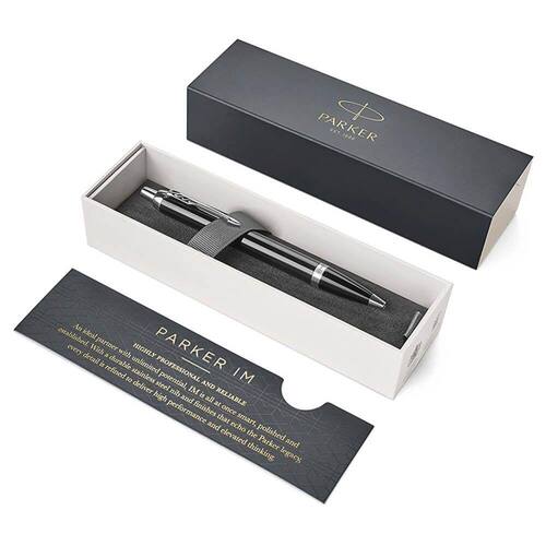 Parker Kugelschreiber IM Schwarz, Premium, mit Druckmechanik, blau, 1 Stück Artikelbild Secondary1 L
