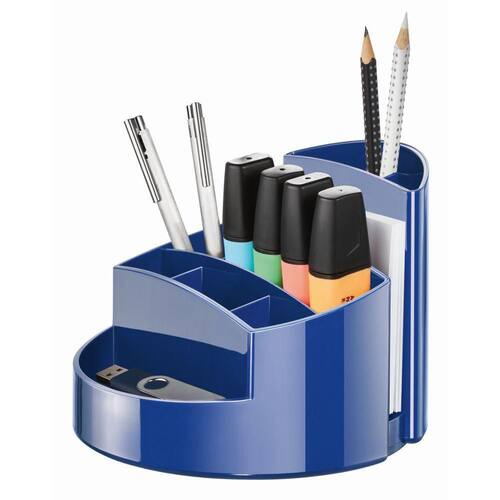 Han Schreibtischköcher RONDO, Stiftehalter, Schreibtischorganizer, Kunststoff, rund, 9 Fächer, 140 x 140 x 109 mm, blau, 1 Stück Artikelbild Secondary1 L
