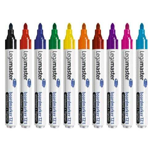 Legamaster Boardmarker TZ1, Whiteboardmarker, Flipchartmarker, 1,5-3 mm, Rundspitze, nachfüllbar, farblich sortiert, 10er-Set, 1 Packung Artikelbild Secondary1 L