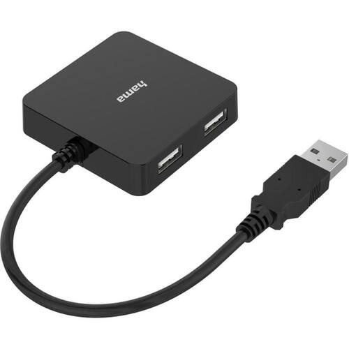 Hama USB-Hub, 4 Ports, USB 2.0, Geräteanschlüsse 1:4, schwarz, 1 Stück Artikelbild