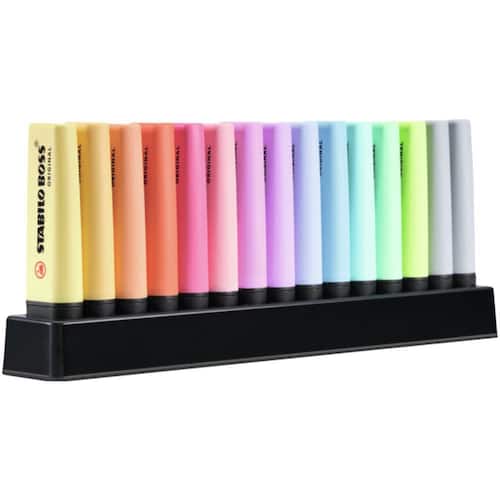 STABILO Boss Original Pastel Textmarker, Highlighter, Leuchtmarker, 15 Farben im Set, Tischset, 1 Packung Artikelbild Secondary2 L