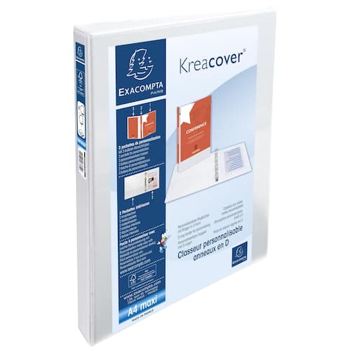 Exacompta Kreacover® Ringbuch, 4 D-Ringe, 16mm, A4 Maxi, 140 Blatt, Karton mit PP-Beschichtung, weiß, 1 Stück Artikelbild