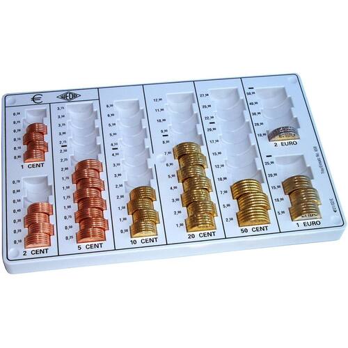 WEDO Zählbrett EURO, lichtgrau, mit Gummifüßen, Münzbrett, 266x162x62mm, 1 Stück Artikelbild Secondary1 L