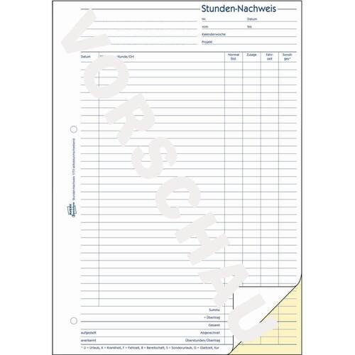 Avery Formularbuch Stundennachweis 1773, A4, selbstdurchschreibend, 2x40 Blatt Artikelbild Secondary1 L