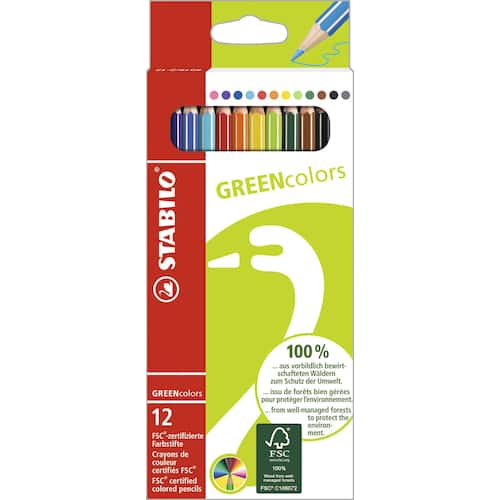 STABILO Farbstifte Stabilo GREENcolors, Buntstifte, Zeichenstifte, farblich sortiert, 12 Stück, 1 Packung Artikelbild